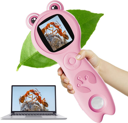 Microscope for Kids, Portable Digital Microscope with 500X Magnifying Glass, Handheld Camera Mini Pocket Magnification, Educational Christmas Birthday Gifts for Ages 4 5 6 7 8 9 10 11 12, Purple