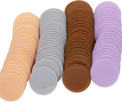 Set of 100 Opaque Plastic Learning Counters Mini Poker Chips Game Tokens with Storage Box (Black+White+Blue+Purple, 1 Inch)