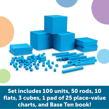 Learning Resources Base Ten Blocks Smart Pack - 121 Pieces, Ages 6+, Grades 1+, Math First Grade Games, School Supplies