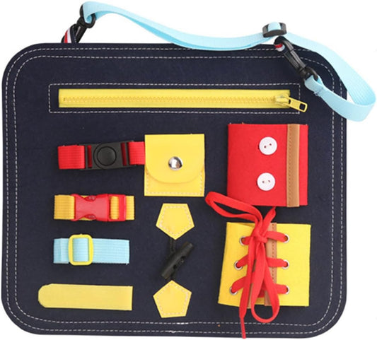 Montessori Felt Busy Board, Portable Sensory Toy, Fine Motor Skills & Life Skills Learning Board,Model a