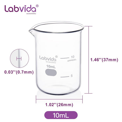 12pcs 50ml Upgrated Thick Glass Beakers, Shot Glass Beaker set, 3.3 Boro Griffin Low Form, Double Scale, LVA003