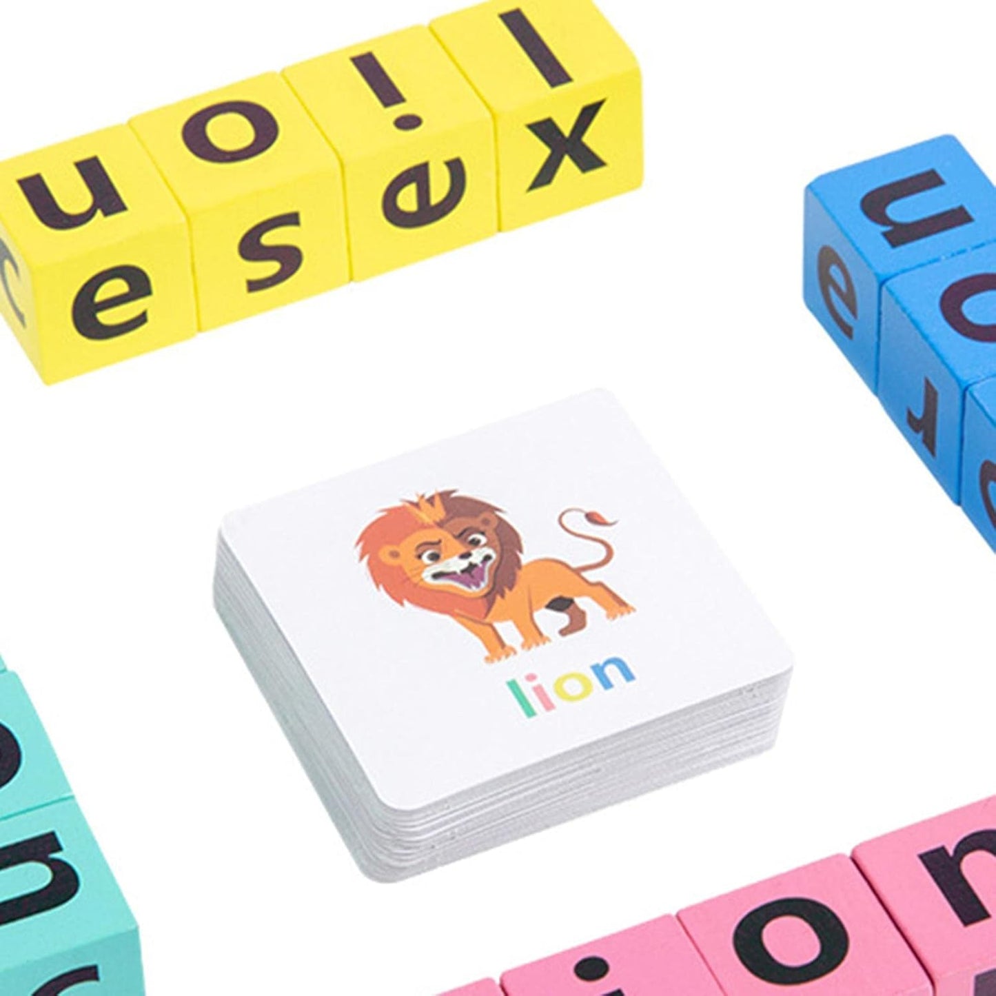 Almencla Spelling Toys Letter Spelling Block Wooden Vowel Reading Letters Toy for Boys Girls