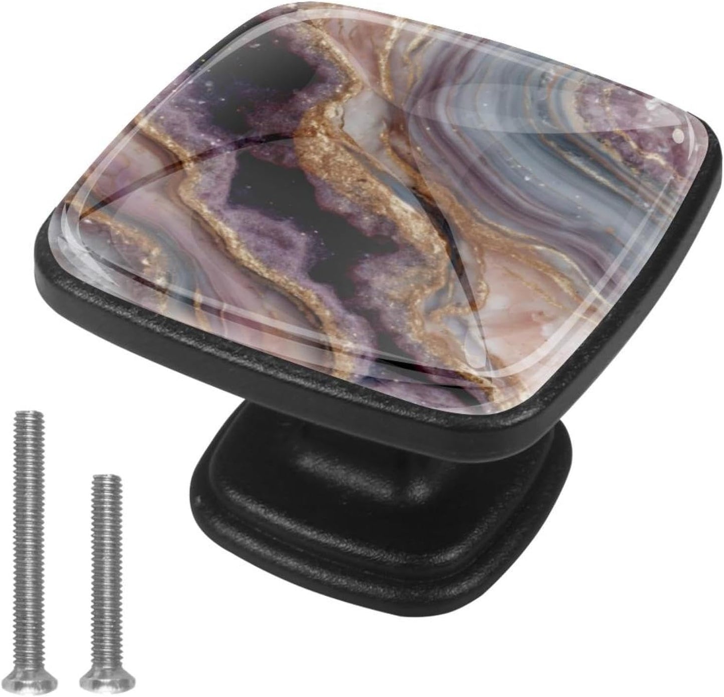 4 Pack Cabinet Knobs Drawer Pulls, 30mm Round ABS Glass Drawer Hardware Growing Purple Butterflies Cabinet Handles with Screws for Dressers Kitchens Cupboard
