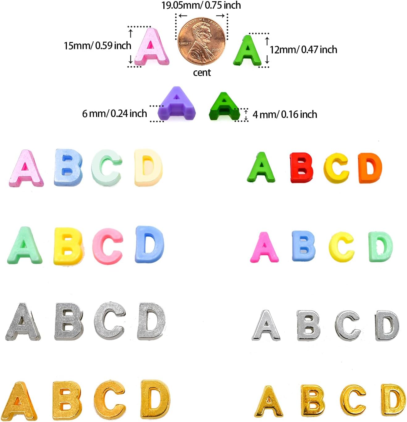 300+ Pieces 9x12mm Big Large Alphabet Letter Beads Charms A-Z Mixed Plastic Shape Loose Bead for Jewelry Making Bracelets Necklaces Key Chains (Classic Solid Colors)