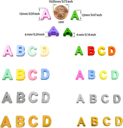 300+ Pieces 9x12mm Big Large Alphabet Letter Beads Charms A-Z Mixed Plastic Shape Loose Bead for Jewelry Making Bracelets Necklaces Key Chains (Classic Solid Colors)