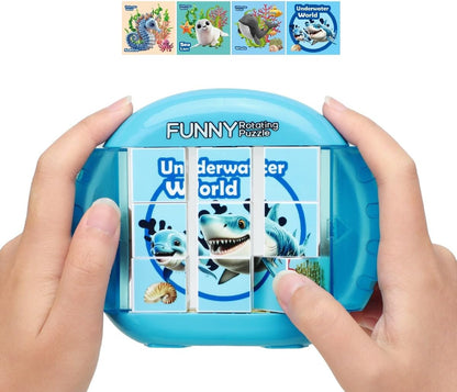 Rotating Puzzle for Kids 3 4 5 6 7 8 Year Old, 4 Puzzles in 1, Toddlers Travel, Car, Airplane, Road Trip Activities, Fine Motor Skills, Fidget, Gift for Boys & Girls Ages 3+ (Dinosaur)