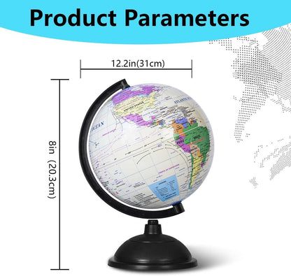 KISEER 8 Inch World Globe with Stand Rotating Earth Spinning Globe for Kids Geography Classroom Education or Decorations (Blue)