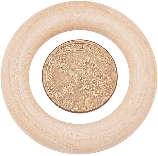 Onwon 10 Pieces Wooden Rings Natural Wood Rings Without Paint Smooth Unfinished Wood Circles for Craft DIY Baby Teething Ring Pendant Connectors Jewelry Making (70mm)