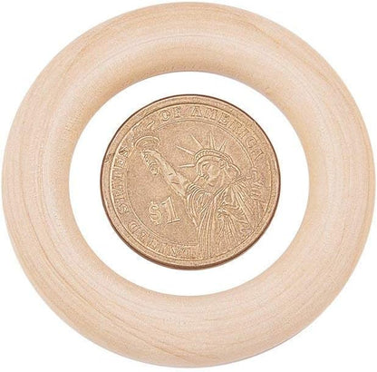 Onwon 10 Pieces Wooden Rings Natural Wood Rings Without Paint Smooth Unfinished Wood Circles for Craft DIY Baby Teething Ring Pendant Connectors Jewelry Making (70mm)