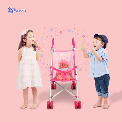 Anivia Stroller Toy Collection Doll Stroller Baby Doll Accessories for Toddlers 1-3Heart Design Gifts for Toddlers and Girls Toy Stroller