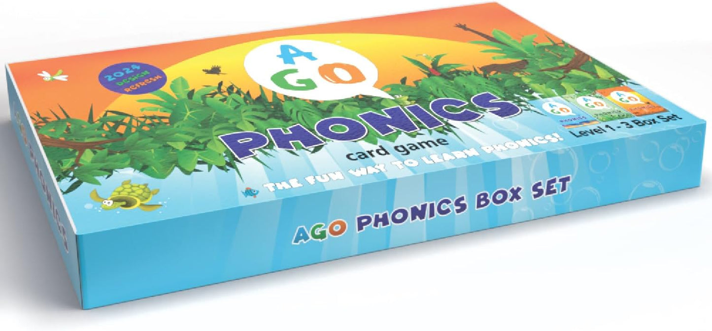 AGO Phonics Card Game - Advanced Set (Levels 4 and 5) A Fun Game to Build Phonics and Reading Skills. Learn Tricky phonemes (digraphs/dipthongs/Word Families/Silent Letters & More!)