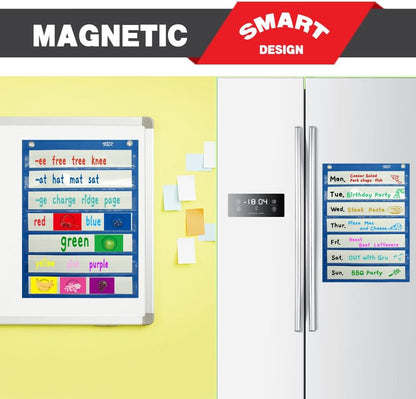 Magnetic Word Pocket Chart, 156 Double Sided Flashcards - CVC Words, First Words & 26 Letters, CVC Literacy Games, Phonics Reading and Spelling Learning Tool for Kindergarten Classroom