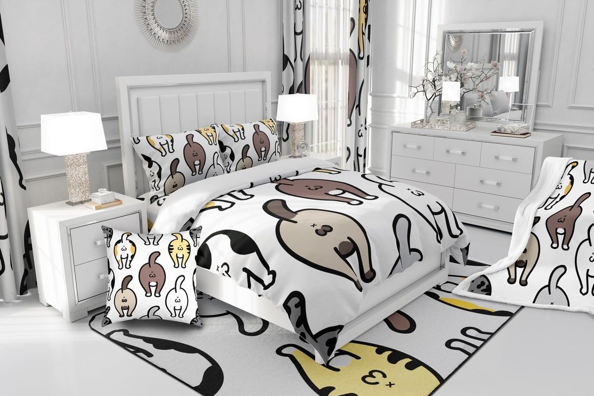 Manfei Musical Kids Fitted Sheet Full Size, MusicalGuitar Radio Drum Kit Headset Print Bedding Set 3pcs for Boys Girls, Rock Music Bed Cover with 2 Pillowcases, Soft Polyester Bedding, No Top Sheet