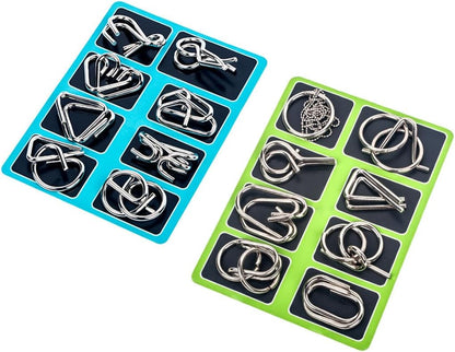 Ahyuan Metal Wire Puzzles Set of 16 with Pouch Large Thick IQ Test Mind Games Toys Brain Teaser Puzzles Metal Wire Magic Trick Toy Metals IQ Puzzle Fidget Toys Party Favors for Kids Adults (Bronze)