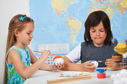Pllieay Make Your Own Solar System Model with 14 Mixed Sized Polystyrene Spheres Balls and 10 Pieces 24 cm Long Bamboo Sticks for School Projects