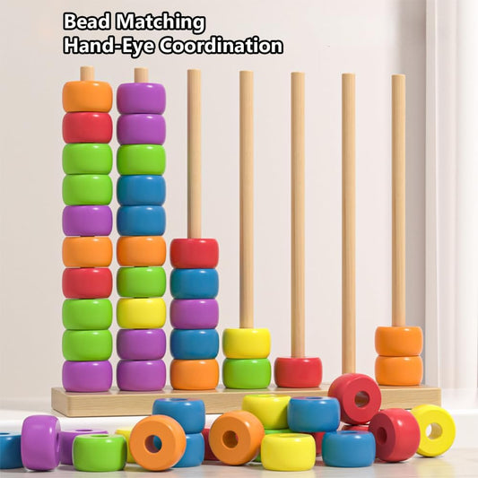 Color Matching Stacking Puzzle Game, Fast Pattern Challenge Ring Stack Puzzle for 2 Players, Competitive Tabletop Puzzle Game Set Including Shelves and Rings (1pcs)