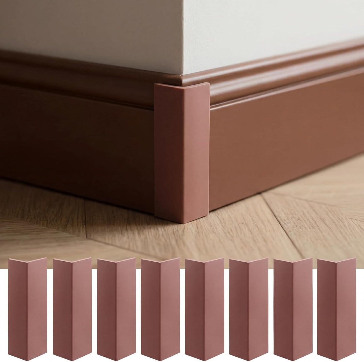 Pangda Baseboard Corners Blocks Self Adhesive Rubber Safety Corner Protectors Proofing Edge Guard Corner Cushion for Wall Furniture Edge(White,12 Pcs)
