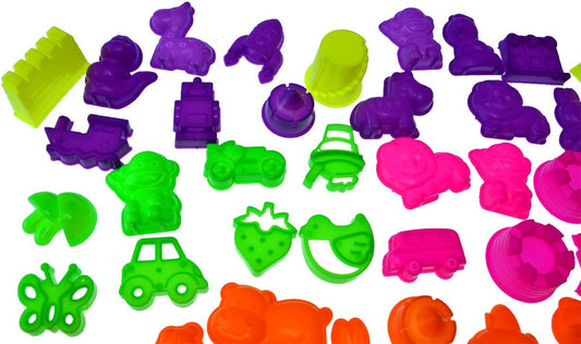 50 Ps Deluxe Sand Molds Tools Set, Sandbox Toddlers Toys, Beach Sand Castle Building, Indoor Outdoor Sensory Kids Play - Safari Animals, Mini Castles, Geometric Shapes Compatible with Any Molding