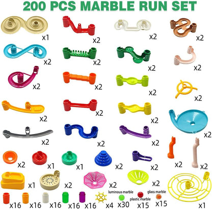 DSHMIXIA Marble Run Marble Maze Race Track with Glowing Marbles for Kids Ages 3-4-8-10 Sturdy Building Toys Kids Games Amazing Fun Gifts (Super)