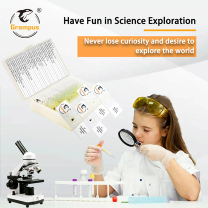 30 Prepared Microscope Slides with Specimens for Kids Students - Plants, for Biological Science Lab, Children's Science Education, Homeschooling Use