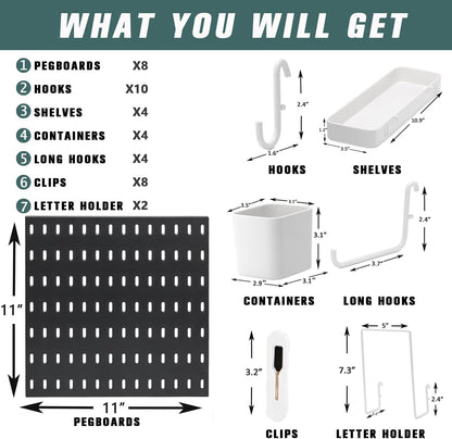 8-Pack 22"x44" Plastic Pegboard Panels Durable Modular Organizer Boards for Wall Storage, Garage, Workshop & Craft Room – Lightweight & Easy to Install