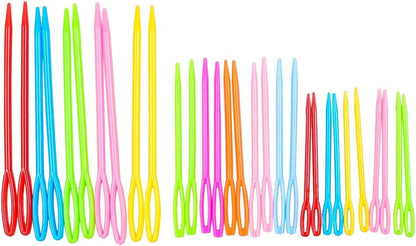 Hekisn Large-Eye Plastic Sewing Needles, Colorful Safety Lacing Needles, 2 Different Sizes Yarn Sewing Needle, Learning Needles for DIY Sewing Handmade Crafts，2.76 &2.1 inch (16 Pieces)