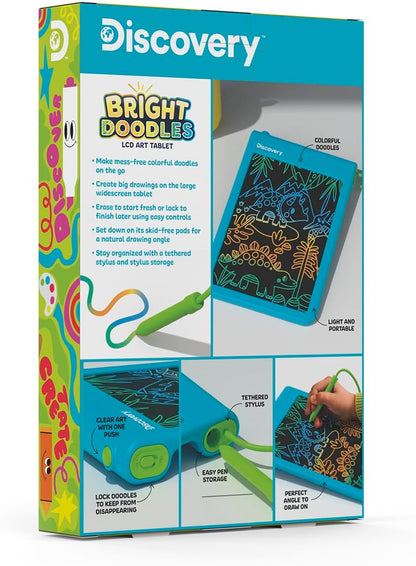 Discovery™ Bright Doodles LCD Art Tablet - Mess-Free Colorful Drawing Pad & Tethered Stylus| Widescreen Display| LCD Writing Tablet for Kids| Arts & Crafts Toy| Toddler Learning Toy| Doodle Board Gift