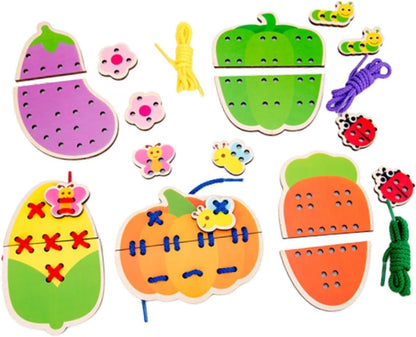 getuse Lacing Cards Sewing Kit for Preschoolers and Kids Threading Activity Developing Imagination Lacing Playing Games Sewing Cards- Fruit