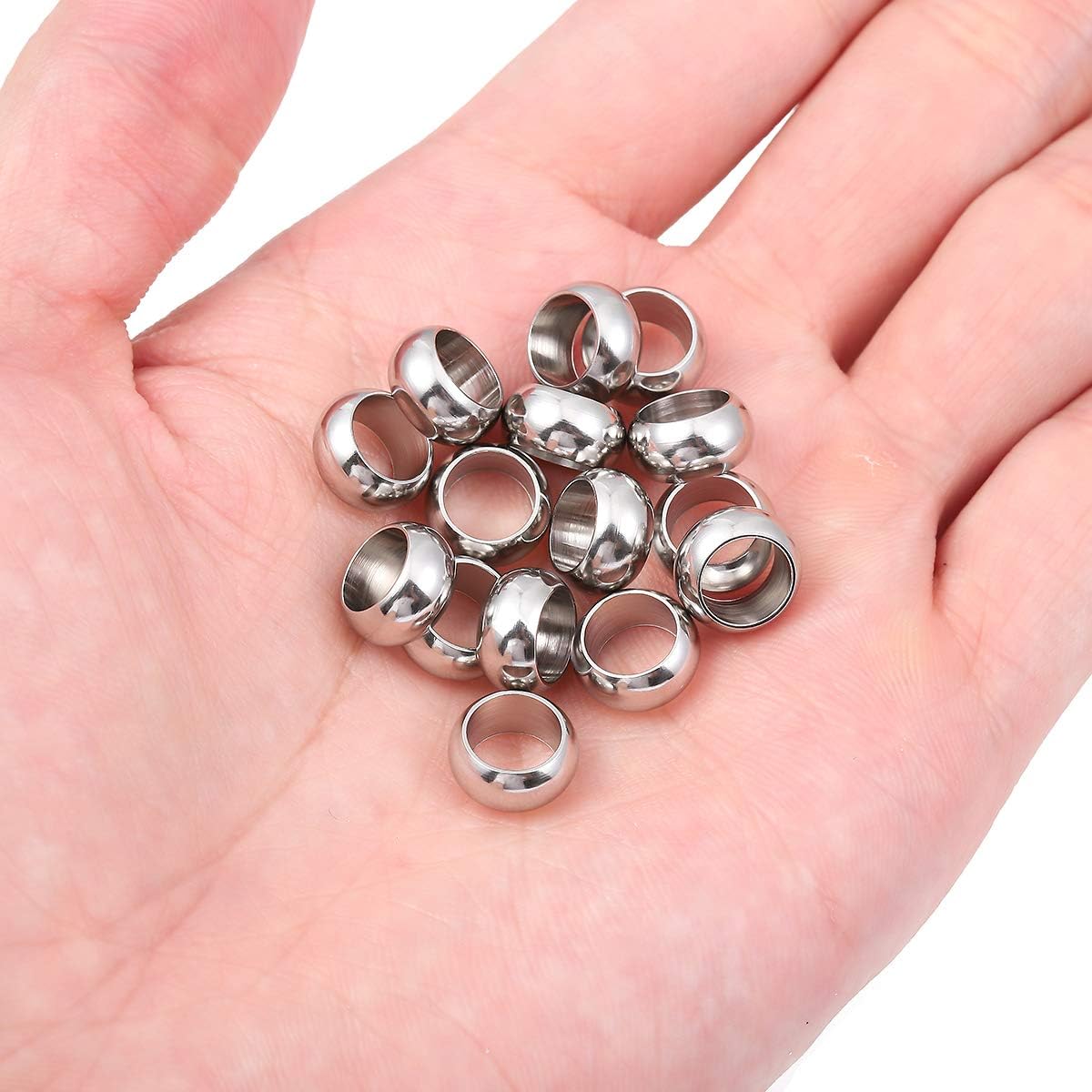 BEADIA Stainless Steel Spacer Beads 3x2.5mm Round Loose Charm Caps Beads for DIY Jewelry Making 100pcs with 1mm Hole