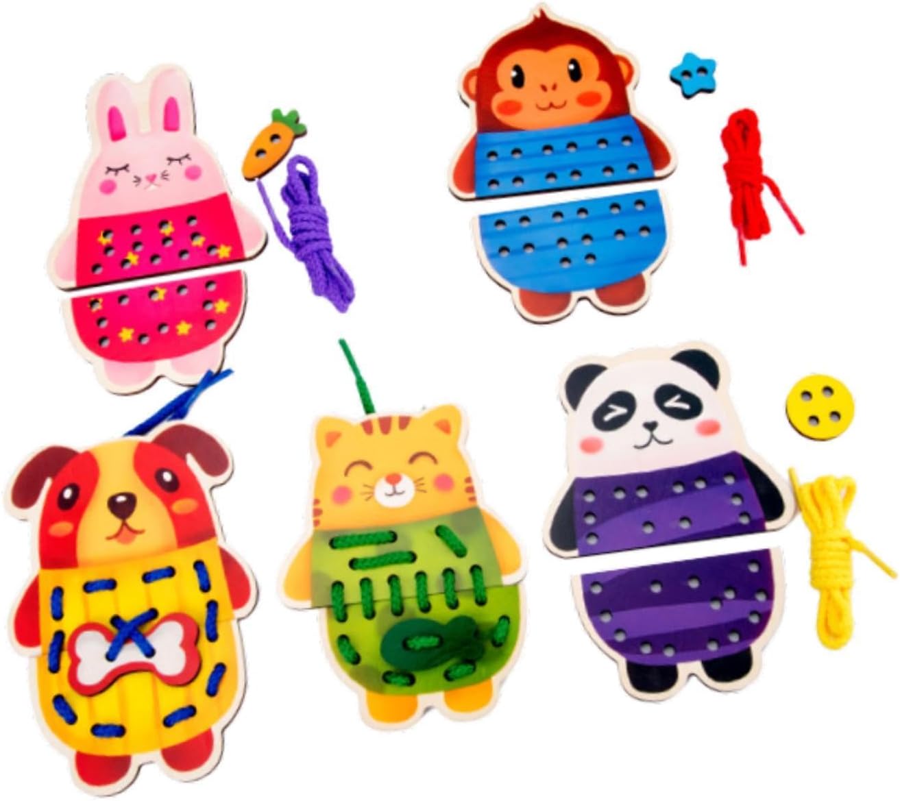 getuse Lacing Cards Sewing Kit for Preschoolers and Kids Threading Activity Developing Imagination Lacing Playing Games Sewing Cards- Fruit