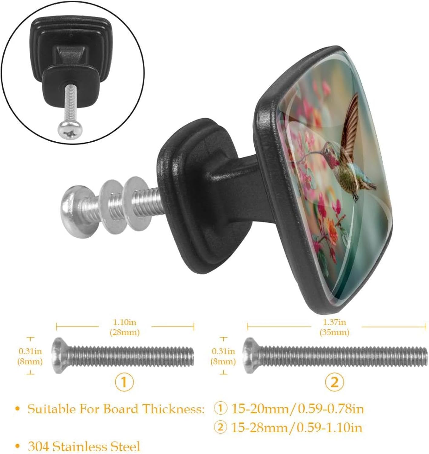 4 Pack Cabinet Knobs Drawer Pulls, 30mm Round ABS Glass Drawer Hardware Growing Butterfly Cabinet Handles with Screws for Dressers Kitchens Cupboard