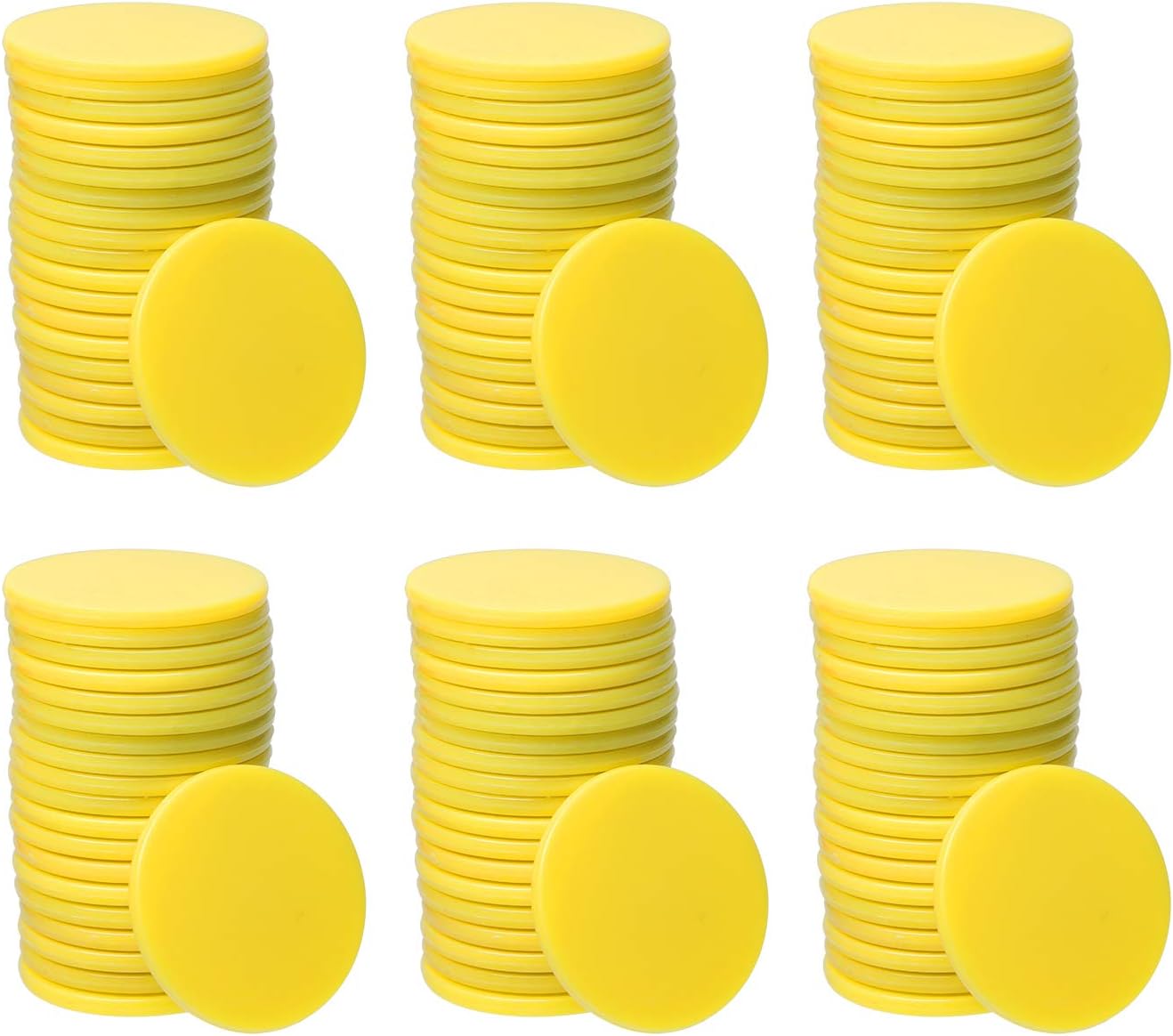 Shapenty 25mm/1 Inch Small Plastic Learning Counters Disks Chip Counting Discs Markers for Math Practice and Poker Chips Game Tokens with Storage Box,120PCS (Yellow)