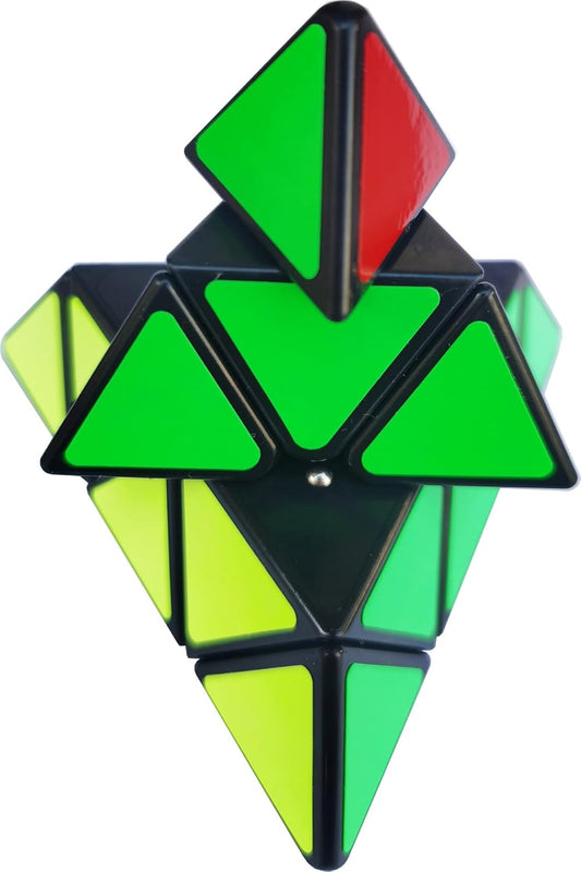 Pyramid Cube Speed Cube Glow in Dark Magic Speed Cube 3-D Brain Teasers IQ Puzzles for Kids and Adults (Black Background Sticker)