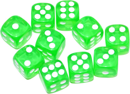 SmartDealsPro 10-Pack D6 Six Sided 16mm Transparent Dice Die for DND, MTG, RPG, Tenzi, Yahtze, Bunco, Table Borad Games, Math Teaching