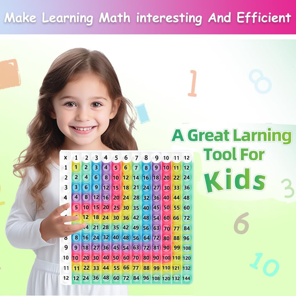 Rainbow Multiplication Table Game Learning Board, 9x9 Educational mathSTEM Sensory Math Toy, Classroom & Homeschool Learning Game, Multiplication Flash Cards Table Chart for Kids