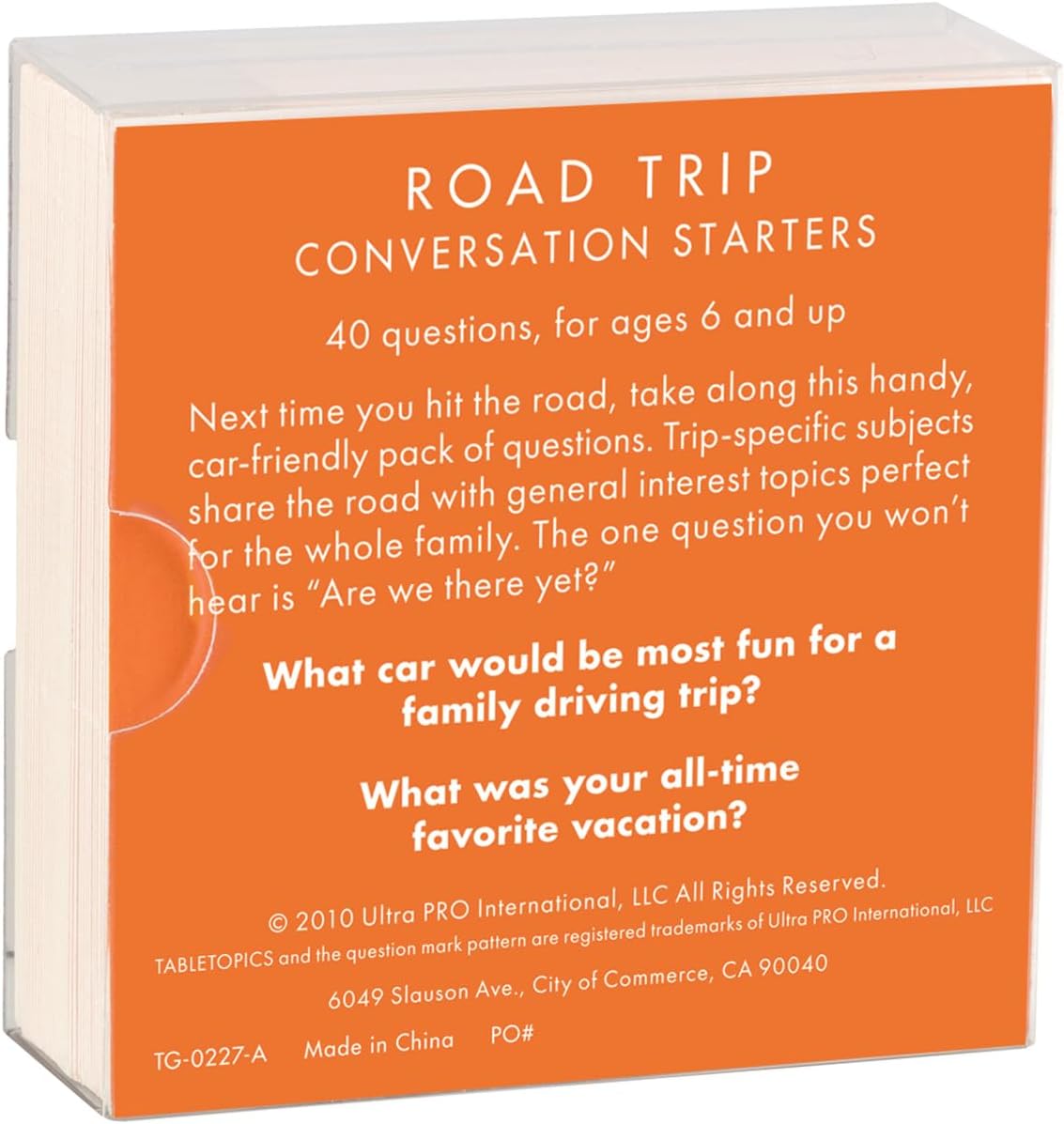 TableTopics Road Trip to Go Conversation Cards for Families, 40 Questions for Fun & Connection with Kids in The Car, During Travel, & Game Night, Roadtrip Essential, Stocking Stuffer