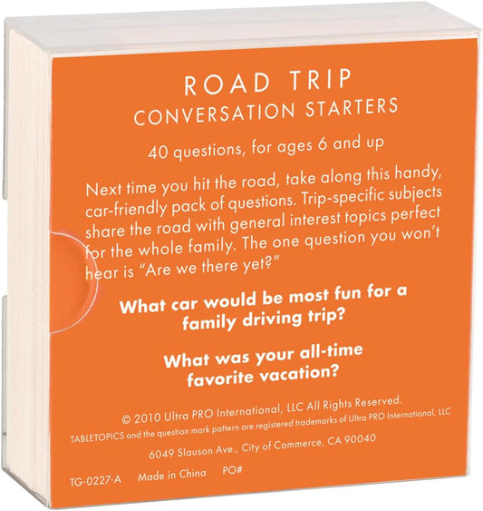 TableTopics Road Trip to Go Conversation Cards for Families, 40 Questions for Fun & Connection with Kids in The Car, During Travel, & Game Night, Roadtrip Essential, Stocking Stuffer