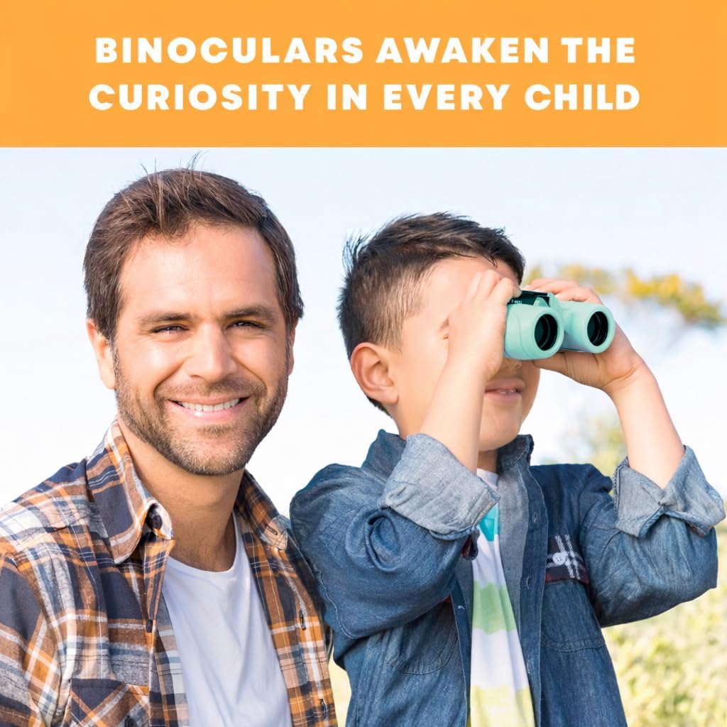 Binoculars for Kids – Perfect Toy for Little Boys and Girls – Extensive Set Incl. Magnifying Glass & Compass – Powerful Magnification 8X21 – 3 to 12 Year Old Kids for Toddler