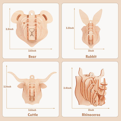 3D Wooden Puzzles for Kids, 8 Pcs Animal Assembly Model Wood Arts and Craft Puzzles Set, No-Glue DIY Delicate Pendant STEM Toys for Boys Girls Ages 6+, Educational Birthday Gift, Party Favors
