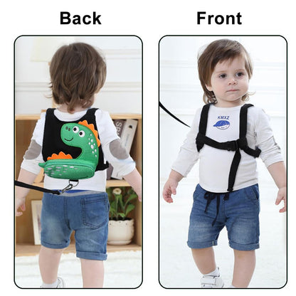 3 in 1 Toddler Harness Leash + Baby Anti Lost Wrist Link, Accmor Cute Dinosaur Child Safety Harness Tether, Kids Walking Wristband Assistant Strap Belt for Parent Boys Outdoor Activity (Black)