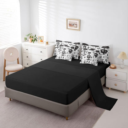 Erosebridal Chemistry Comforter Set with Sheets Full Size Periodic Table of Elements Bed in A Bag 7 Piece Science Chemistry Lovers Bedding Set for Kids Boys Children Bedroom Modern Black Bed Sets