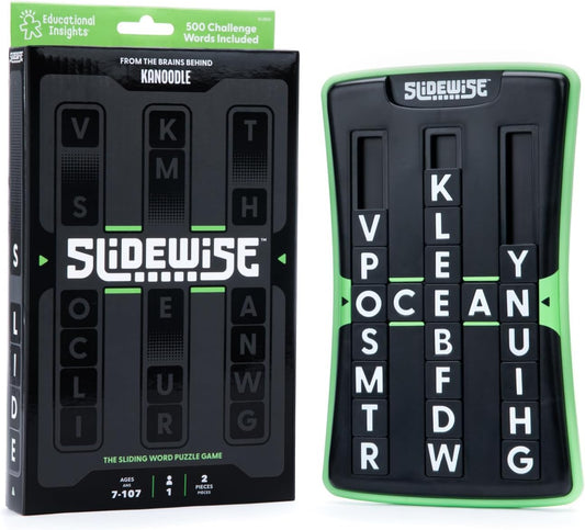 Educational Insights Slidewise - Word Games and Brain Teaser Puzzles for Kids 8-12, Kids Slide Puzzle Game, Travel Size Handheld, Single Player Brain Teasers for Adults, Teens, and Children