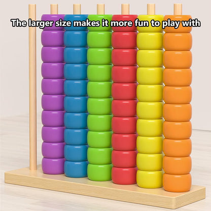 Color Matching Stacking Puzzle Game, Fast Pattern Challenge Ring Stack Puzzle for 2 Players, Competitive Tabletop Puzzle Game Set Including Shelves and Rings (1pcs)