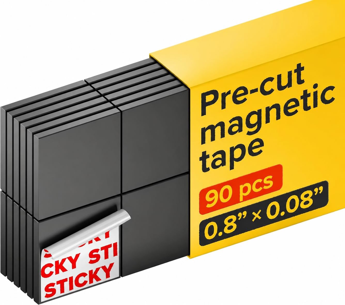 Hyper-Sticky Magnets with Adhesive Backing (300 pcs) - Strong Magnetic Squares for Whiteboard, Fridge, Crafts - Easy to Cut Stickers for Planning and Organization - Science Education Magnets