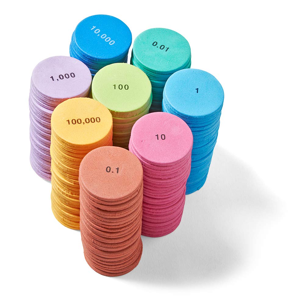 hand2mind Soft Foam Place Value Disks 4 Values, Counting Chips for Kids, Math Counters Kindergarten, Math Teacher Supplies, Base 10 Math Manipulatives for Elementary School (Pack of 200)
