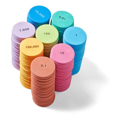 hand2mind Soft Foam Place Value Disks 4 Values, Counting Chips for Kids, Math Counters Kindergarten, Math Teacher Supplies, Base 10 Math Manipulatives for Elementary School (Pack of 200)