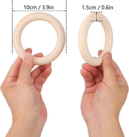 50 Pack 3.15 inch Unfinished Wooden Rings Natural, Wood Craft Rings for DIY Crafts, Jewelry Making, Macrame & Home Decor
