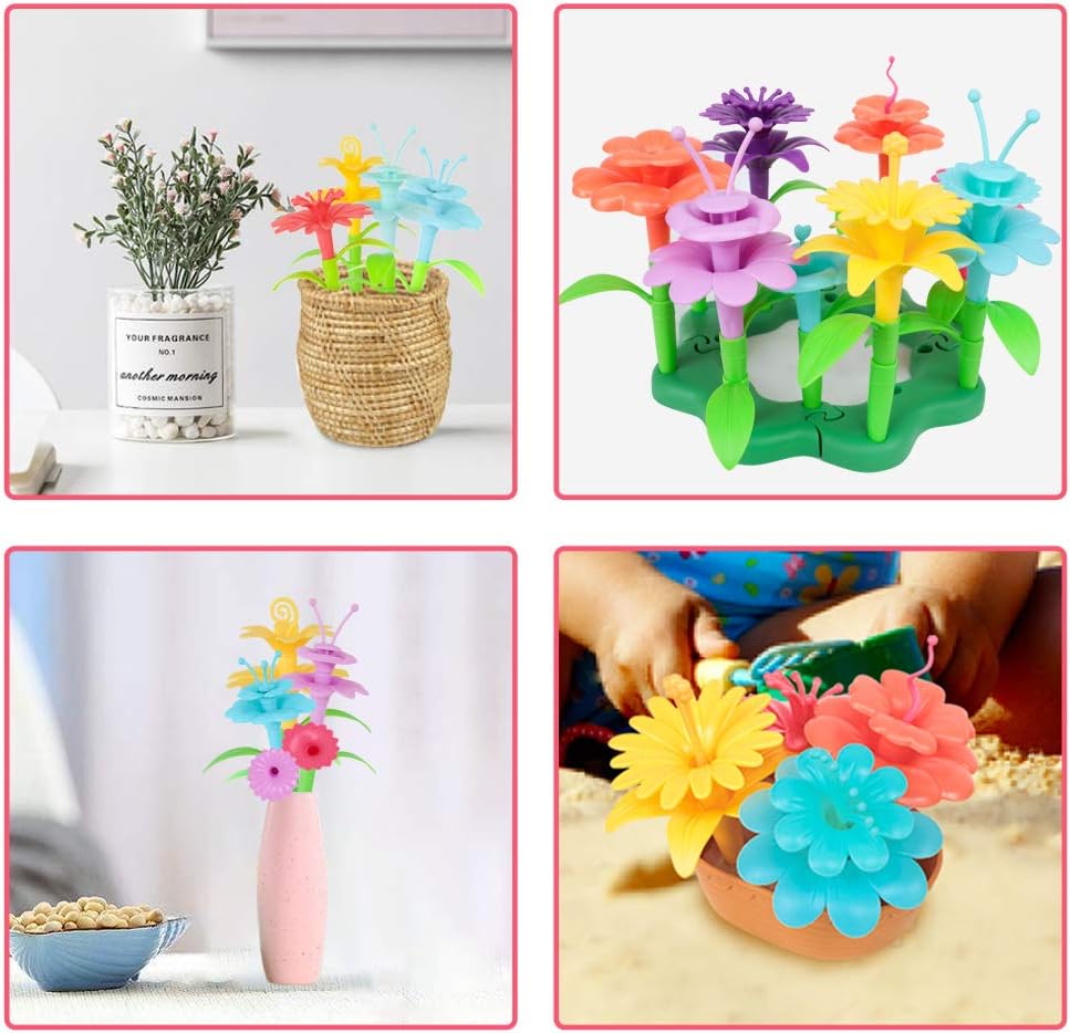 CENOVE Birthday Toys Gifts for 3 4 5 Years Old Toddler Girls Boys,Flower Garden Building Toy STEM Educational Activity Preschool Easter Gift for Kids Age 2-4 Easter Basket Stuffers(130 Pcs)