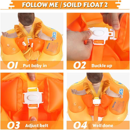 LAYCOL Baby Pool Float with Canopy UPF50+, 5 Point Safety Buckle No Flip Over, Inflatable Toddler Floaties Infant Pool Floats with Double Air Chambers, Baby Beach Essentials/Traval for 3-36M