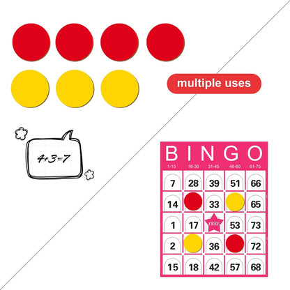 Round Math Counters,Plastic Two Color Counter Yellow Red 200 PCS, Educational Toys to Help Kids Learn